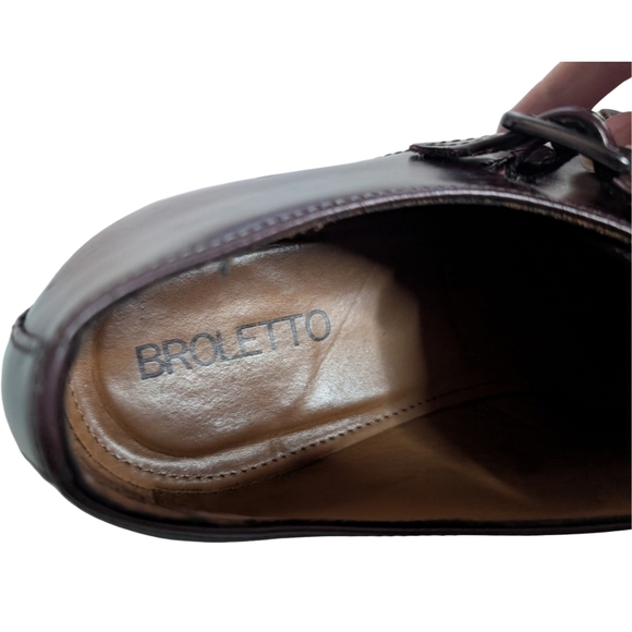 Broletto Men's Double Monk Strap Dress Shoes Size 10.5 Burgundy Brown Leather - Picture 9 of 15